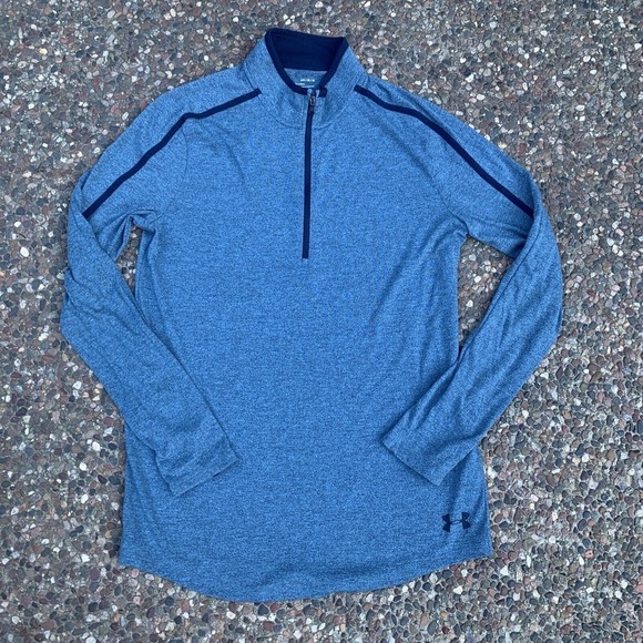 Under Armour Heat Gear Blue Heather Pullover 1/4 Zip Men's Size M - Picture 1 of 13